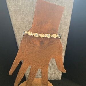 ♥️ Sale 3for$15! Silver Tone Blue/Clear Rhinestone Bracelet 7-1/2” marked China